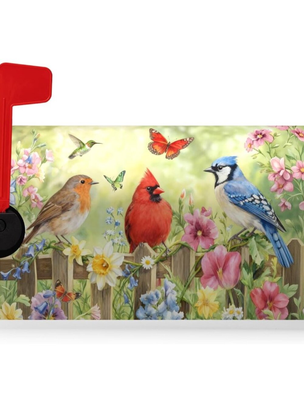 Spring Summer Birds Mailbox Covers Magnetic Standard Size 21x18 Inch Colorful Fl